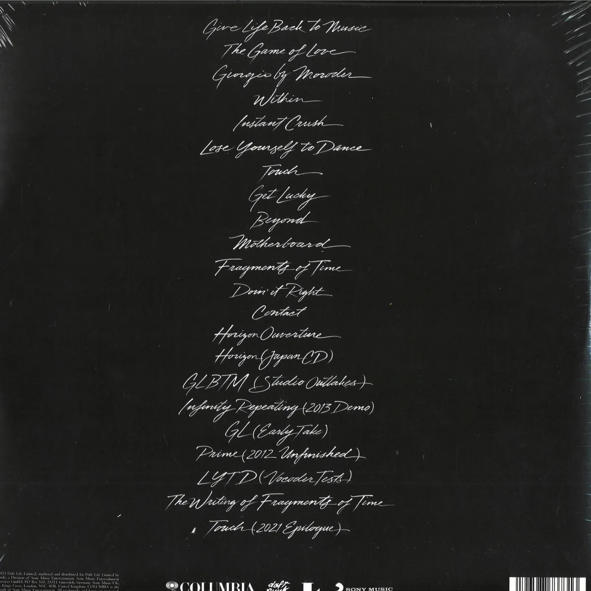 Обратная сторона обложки — Daft Punk — Random Access Memories: 10th Anniversary 3x12"