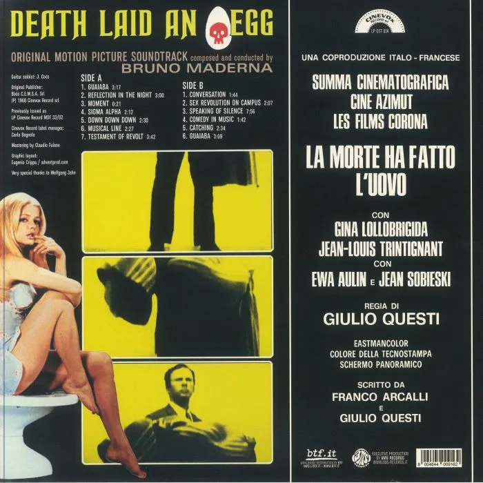 Обратная сторона обложки — Bruno MADERNA — La Morte Ha Fatto L'Uovo (Soundtrack) (reissue)