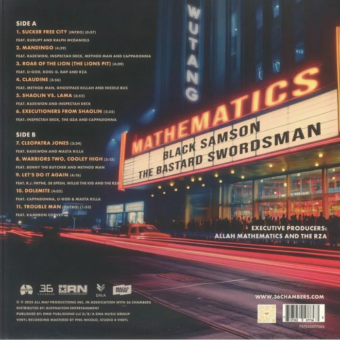 Обратная сторона обложки — WU TANG / MATHEMATICS — Black Samson The Bastard Swordsman