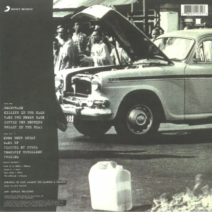 Back cover — RAGE AGAINST THE MACHINE — Rage Against The Machine