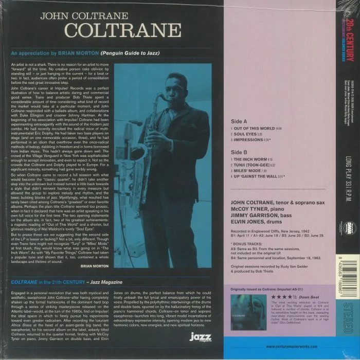 Back cover — John COLTRANE — Coltrane