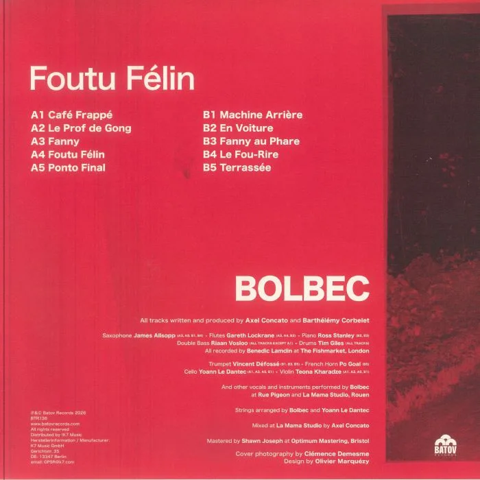 Back cover — BOLBEC — Foutu Felin