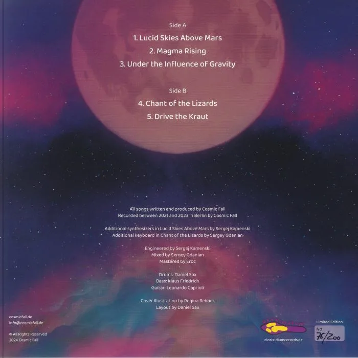 Обратная сторона обложки — COSMIC FALL — Back Where The Fire Flows