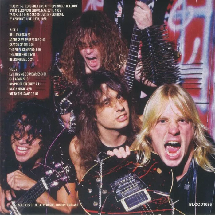 Обратная сторона обложки — SLAYER — Blood Stains Across Europe 1985