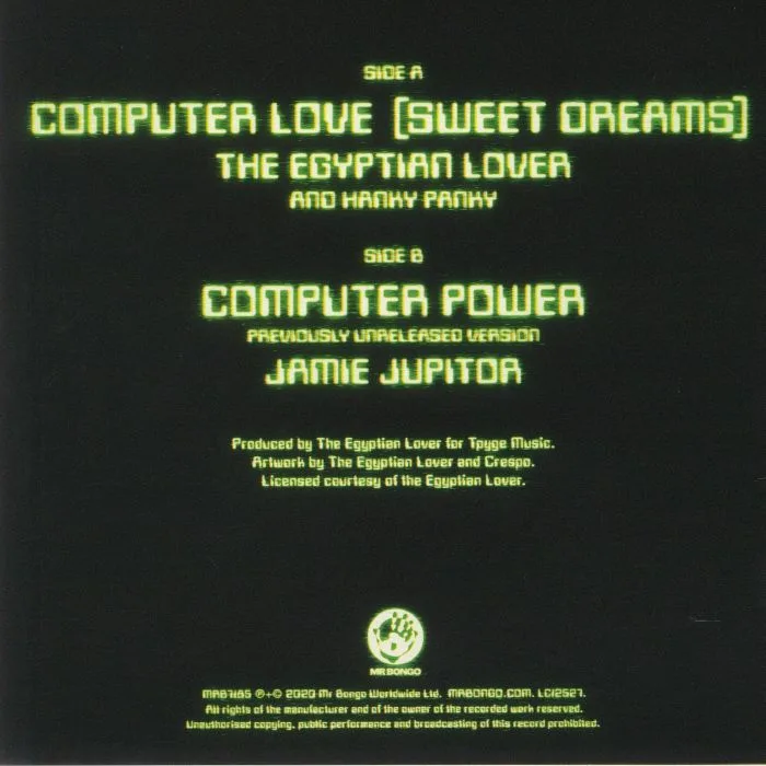 Обратная сторона обложки — The EGYPTIAN LOVER / HANKY PANKY / JAMIE JUPITOR — Computer Love