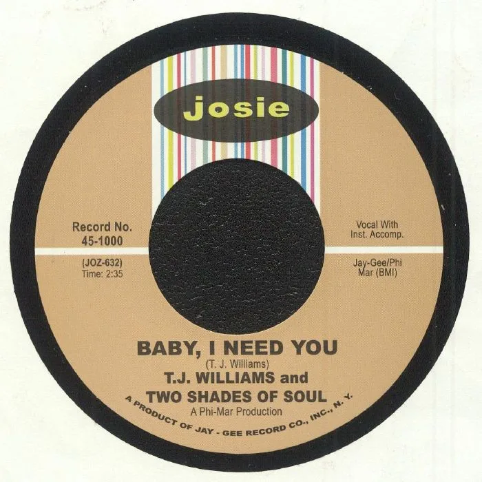 Лицевая сторона обложки — TJ WILLIAMS & TWO SHADES OF SOUL — Baby I Need You