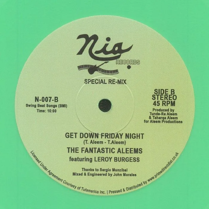 Обратная сторона обложки — The FANTASTIC ALEEMS feat LEROY BURGESS — Get Down Friday Night (Record Store Day RSD 2023)