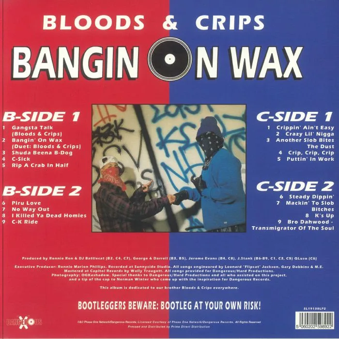 Обратная сторона обложки — BLOODS & CRIPS — Bangin On Wax (Record Store Day Black Friday RSD 2024)