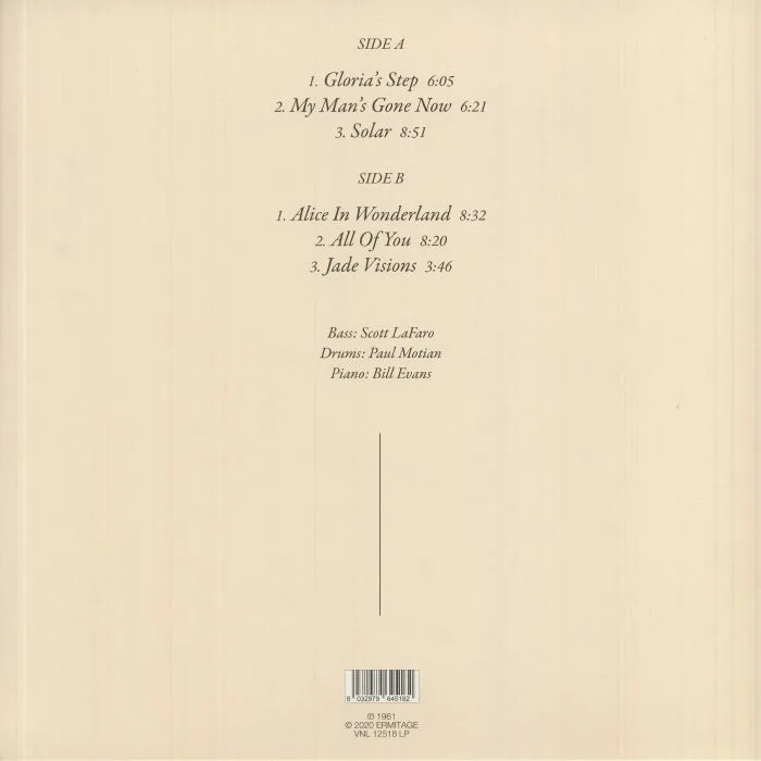 Back cover — Bill EVANS — Sunday At The Village Vanguard (reissue)
