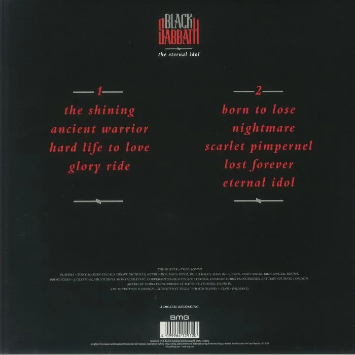 Обратная сторона обложки — BLACK SABBATH — The Eternal Idol (Record Store Day RSD 2025)