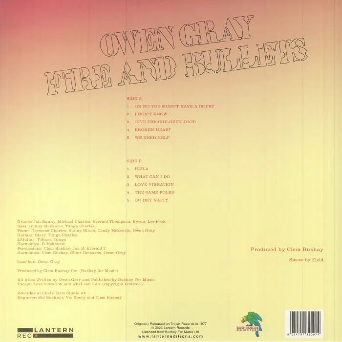 Back cover — Owen GRAY — Fire & Bullets (reissue)