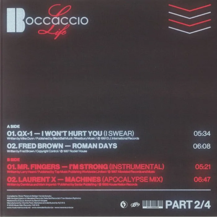 Back cover — QX 1 / FRED BROWN / MR FINGERS / LAURENT X — Boccaccio Life: 1987-1993 Part 2 / 4