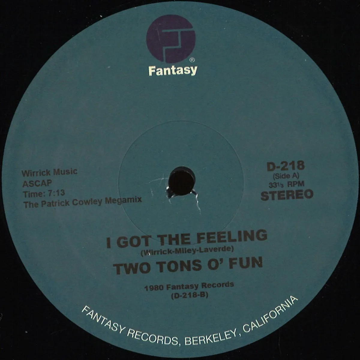 Front cover — Two Tons O' Fun,Slick — I Got The Feeling / Space Bass