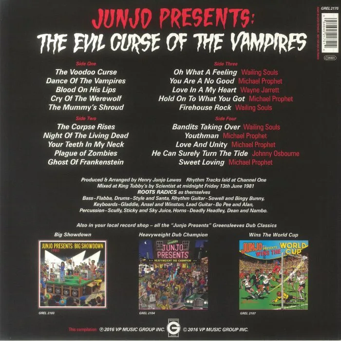 Back cover — JUNJO / WAILING SOULS / MICHAEL PROPHET / WAYNE JARRETT / JOHNNY OSBOURNE — Junjo Presents: The Evil Curse Of The Vampires (remastered)