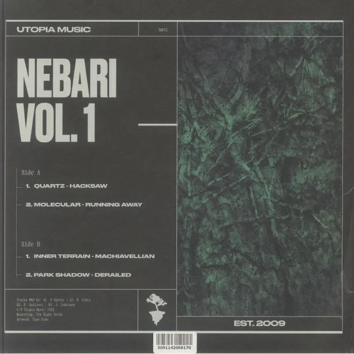 Back cover — QUARTZ / MOLECULAR / INNER TERRAIN / PARK SHADOW — Nebari Volume 1