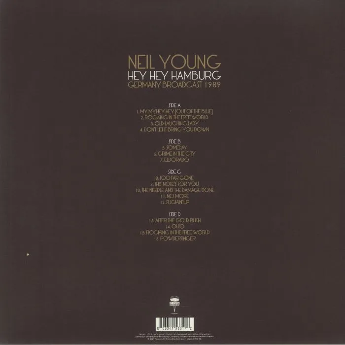 Обратная сторона обложки — Neil YOUNG — Hey Hey Hamburg: Germany Broadcast 1989