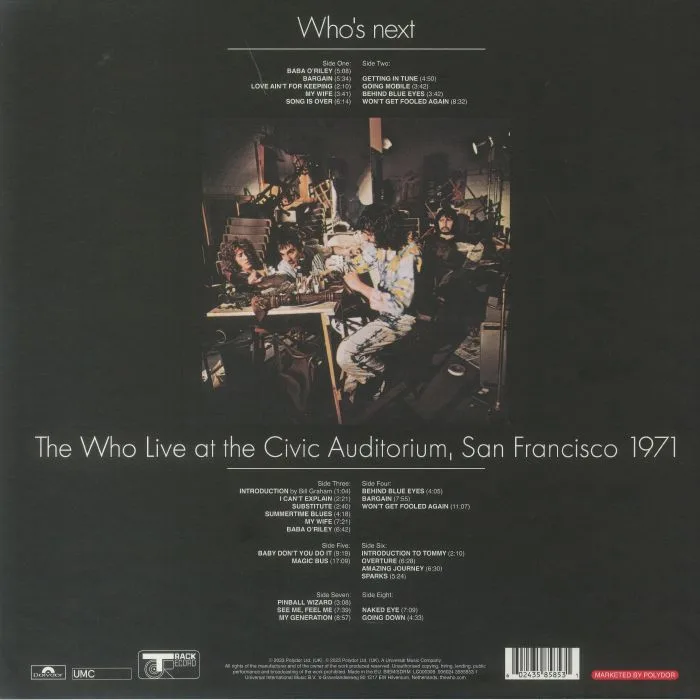 Back cover — The WHO — Who's Next (50th Anniversary Deluxe Edition)