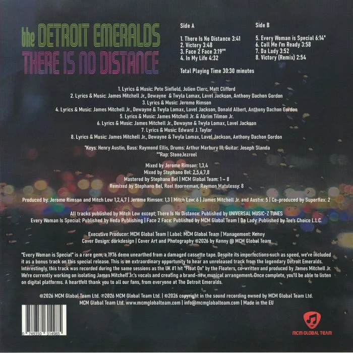 Обратная сторона обложки — The DETROIT EMERALDS — There Is No Distance