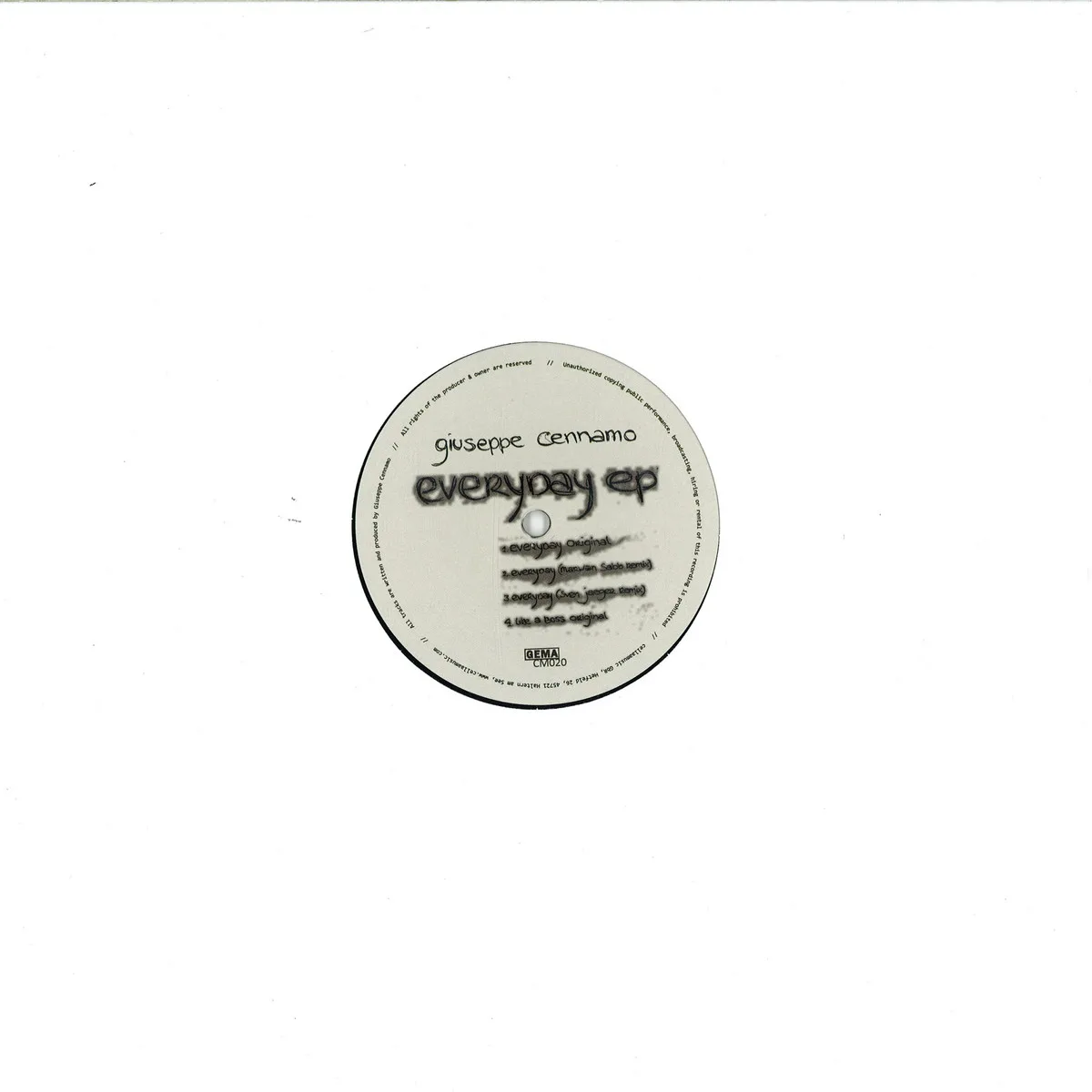 Back cover — Giuseppe Cennamo — Everyday Ep