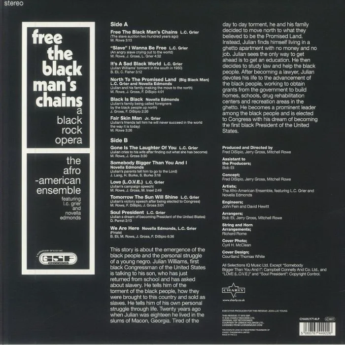 Обратная сторона обложки — AFRO AMERICAN ENSEMBLE — Free The Black Man's Chains