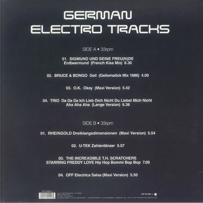Обратная сторона обложки — VARIOUS — German Electro Tracks