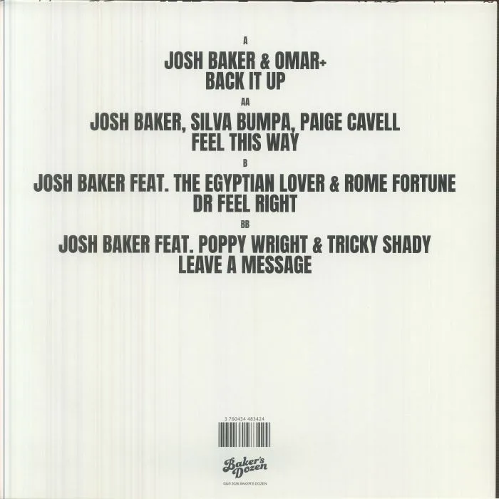 Back cover — Josh BAKER — Bakers Dozen Volume 1 (Record Store Day RSD 2026)