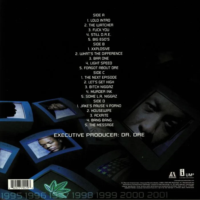 Обратная сторона обложки — DR DRE — 2001: Instrumentals (reissue)