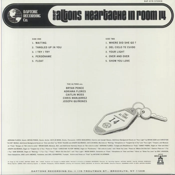 Back cover — The ALTONS — Heartache In Room 14