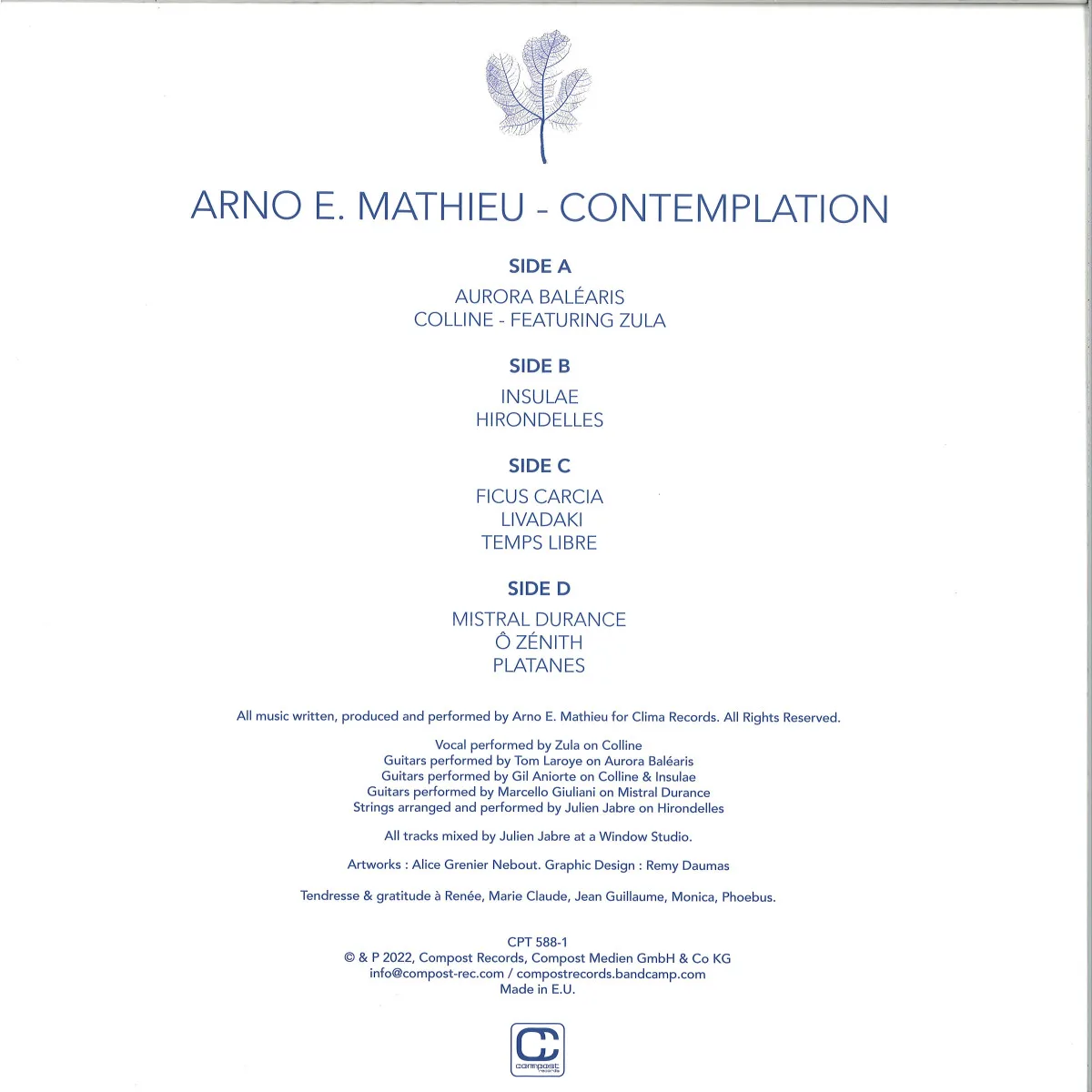 Обратная сторона обложки — Arno E. Mathieu — Contemplation LP (2x12")