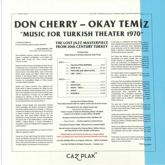 Back cover — Don CHERRY — Music For Turkish Theater 1970