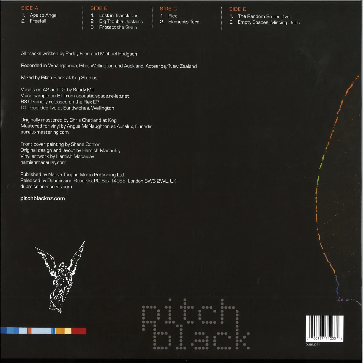 Back cover — Pitch Black — Ape to Angel LP 2x12"