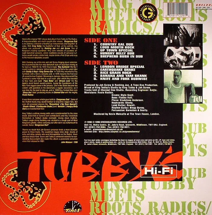 Обратная сторона обложки — KING TUBBY meets ROOTS RADICS — Dangerous Dub: The Original Dub Classic
