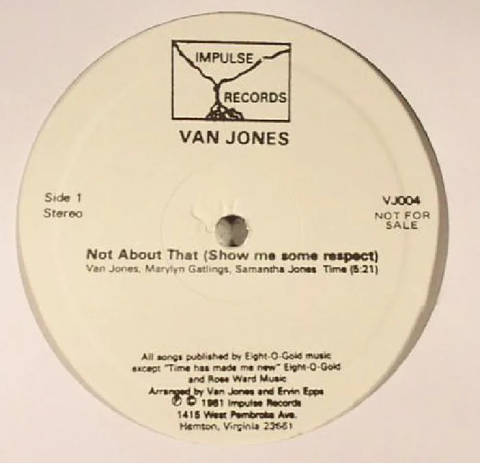 Front cover — Van JONES — Not About That (Show Me Some Respect)