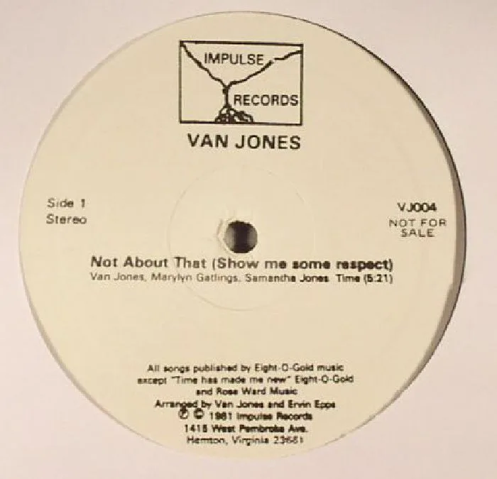Back cover — Van JONES — Not About That (Show Me Some Respect)