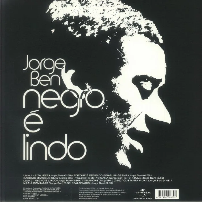 Back cover — JORGE BEN — Negro E Lindo
