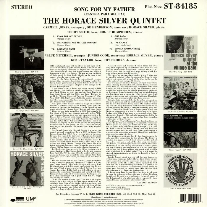 Обратная сторона обложки — The HORACE SILVER QUINTET — Song For My Father (reissue)