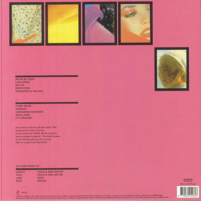 Обратная сторона обложки — AU PAIRS — Playing With A Different Sex (reissue)
