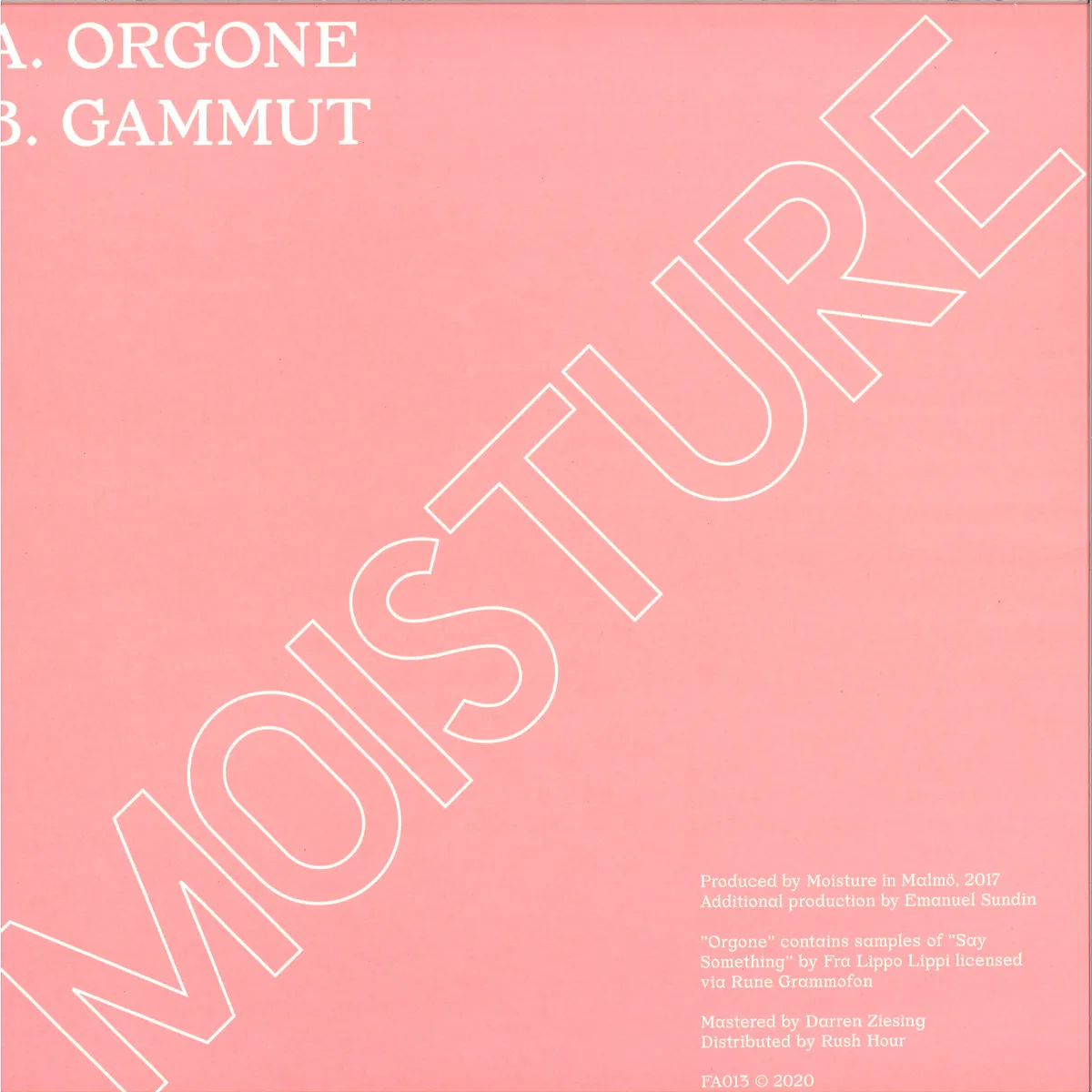 Обратная сторона обложки — Moisture — ORGONE / GAMMUT