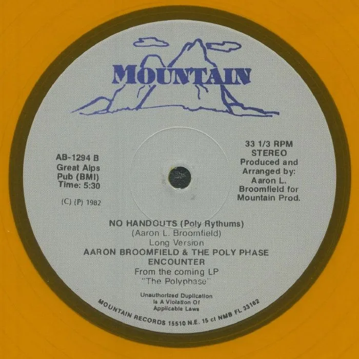 Обратная сторона обложки — Aaron BROOMFIELD & THE POLY PHASE ENCOUNTER — No Handouts (Cause Every Body's Movin) (reissue)