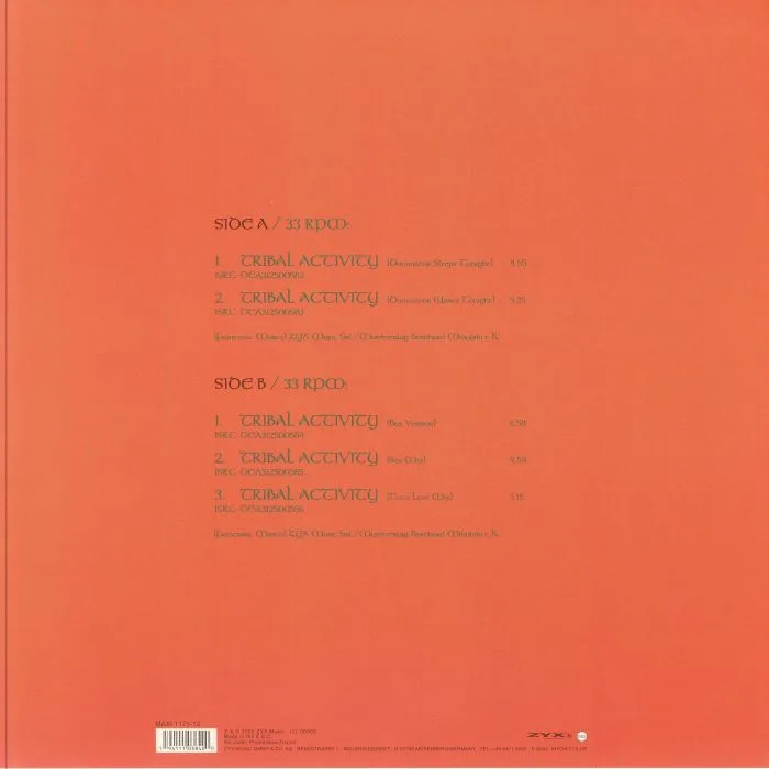 Back cover — CORRADO — Tribal Activity (reissue)