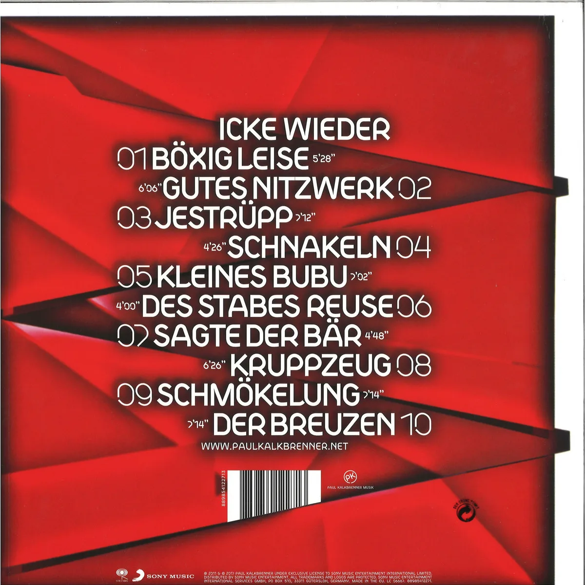 Back cover — Paul Kalkbrenner — Icke Wieder LP