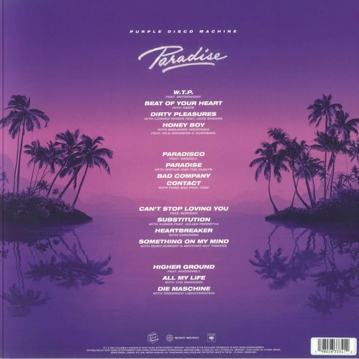 Back cover — PURPLE DISCO MACHINE — Paradise