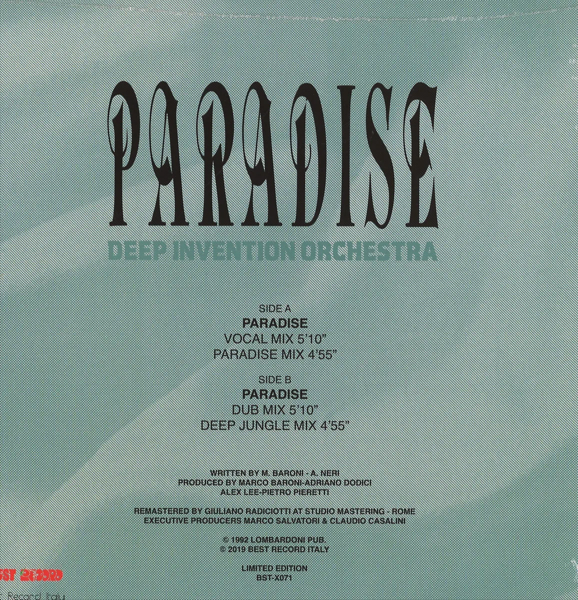 Обратная сторона обложки — Deep Invention Orchestra — Paradise (remastered) (reissue)