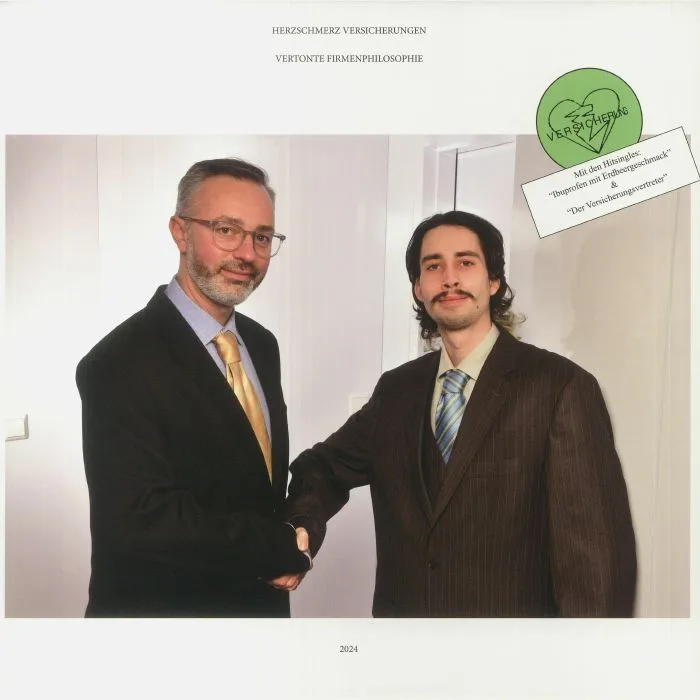 Front cover — HERZSCHMERZ VERSICHERUNGEN — Vertonte Firmenphilosophie