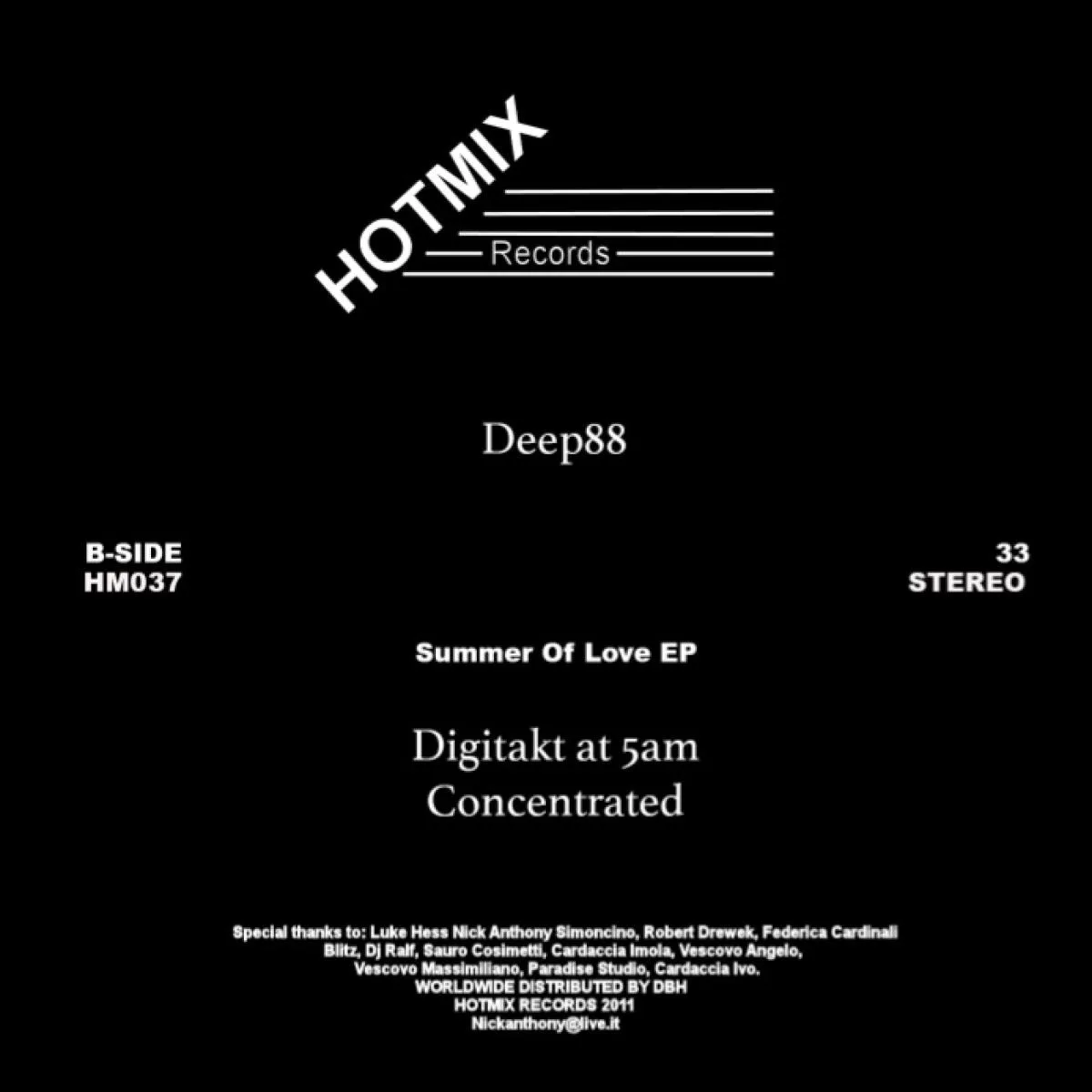 Обратная сторона обложки — DEEP88 — Summer Of Love EP
