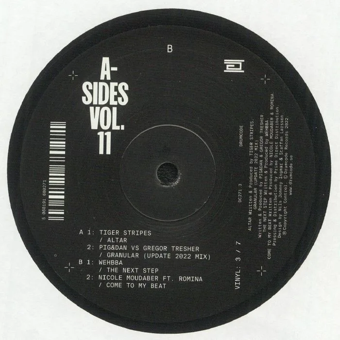 Back cover — TIGER STRIPES / PIG & DAN vs GREGOR TRESHER / WEHBBA / NICOLE MOUDABER feat ROMINA — A Sides Vol 11 Part 3
