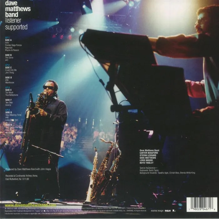Back cover — DAVE MATTHEWS BAND — Listener Supported: Live