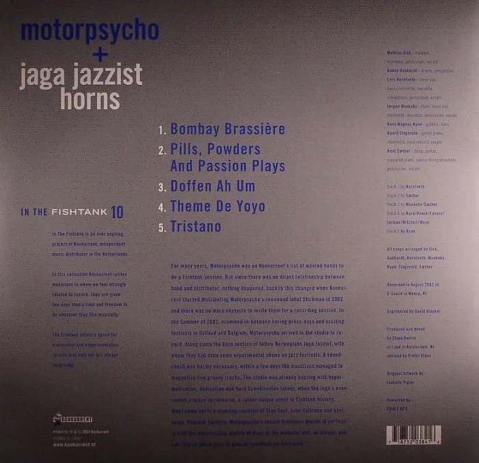 Обратная сторона обложки — MOTORPSYCHO / JAGA JAZZIST HORNS — In The Fishtank
