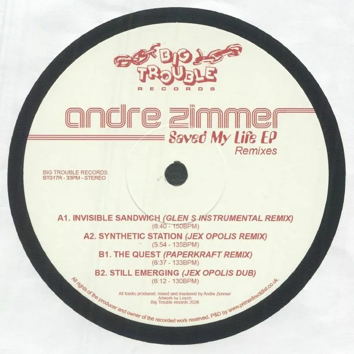Front cover — Andre ZIMMER — Saved My Life (remixes)