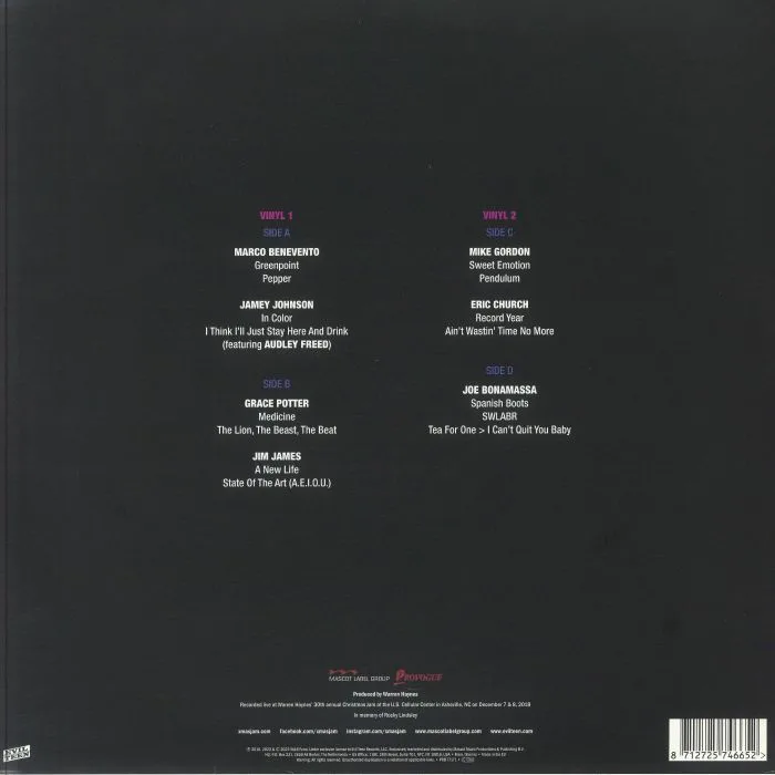 Обратная сторона обложки — Warren HAYNES / VARIOUS — The Benefit Concert Volume 20: Vinyl Set Vol 1